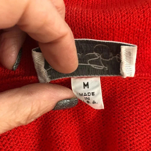 St. John by Marie Gray Red Santana Knit Wrap Cardigan Sweater  Medium - Picture 8 of 8